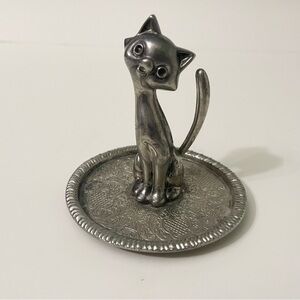 Vintage Cat Ring Holder Jewelry Display Kitty Trinket Holder